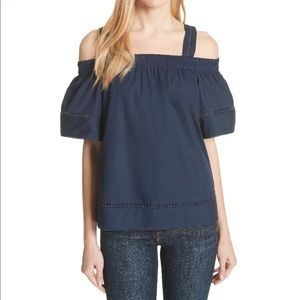🆕 Ted Baker navy off the shoulder peasant top